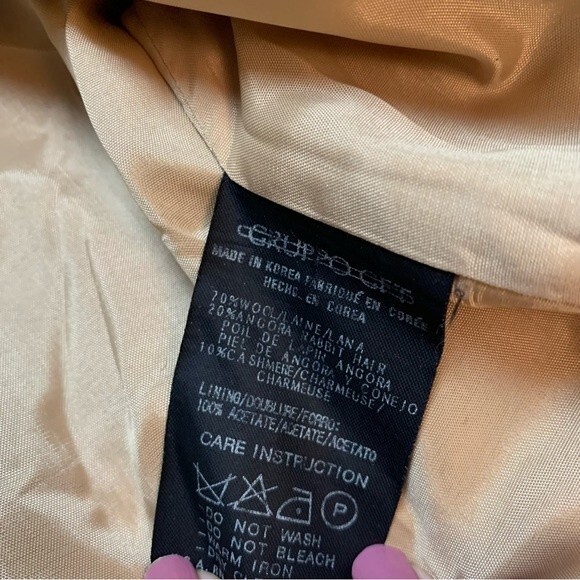 Emanuel Ungaro Beige Tan Wool Angora Cashmere Coat Blazer Size L - Picture 3 of 3